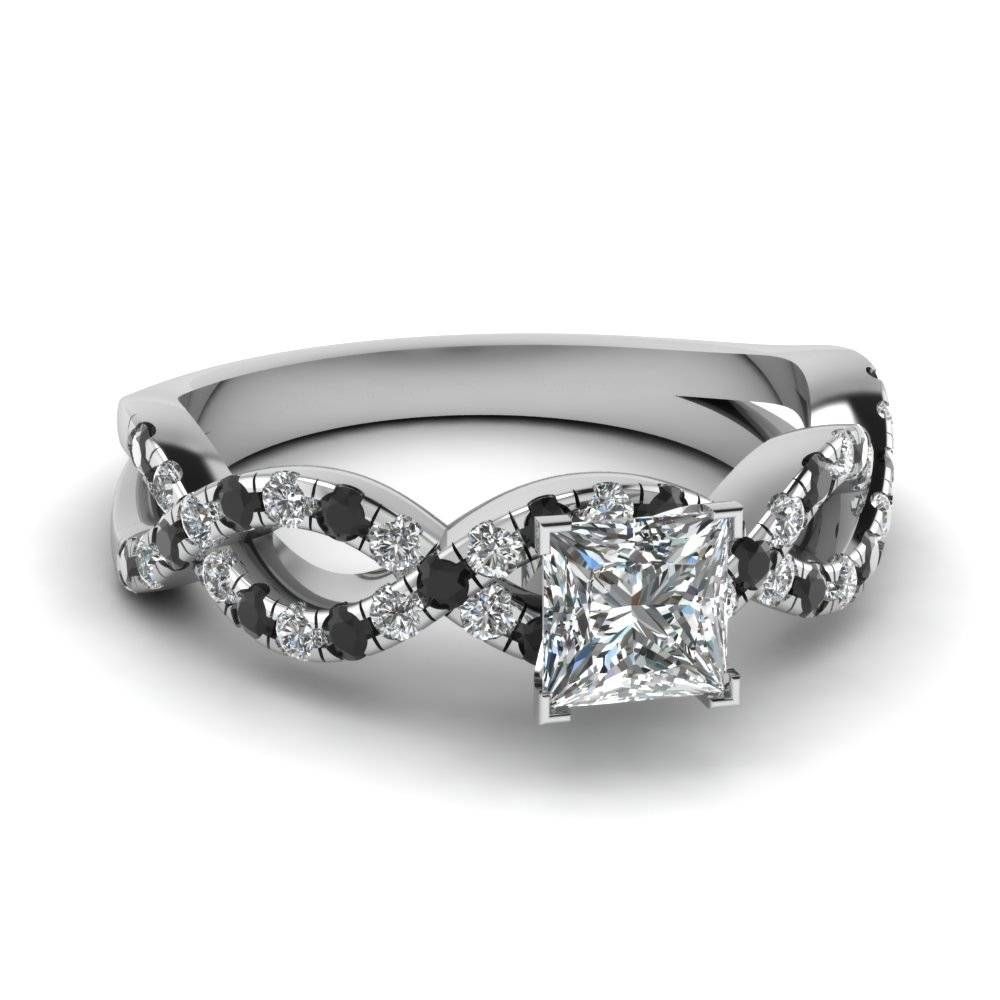 Princess Cut Infinity Ring With Black Diamond In 14k White Gold Pertaining To Wedding Rings With Black Diamonds (View 9 of 15)