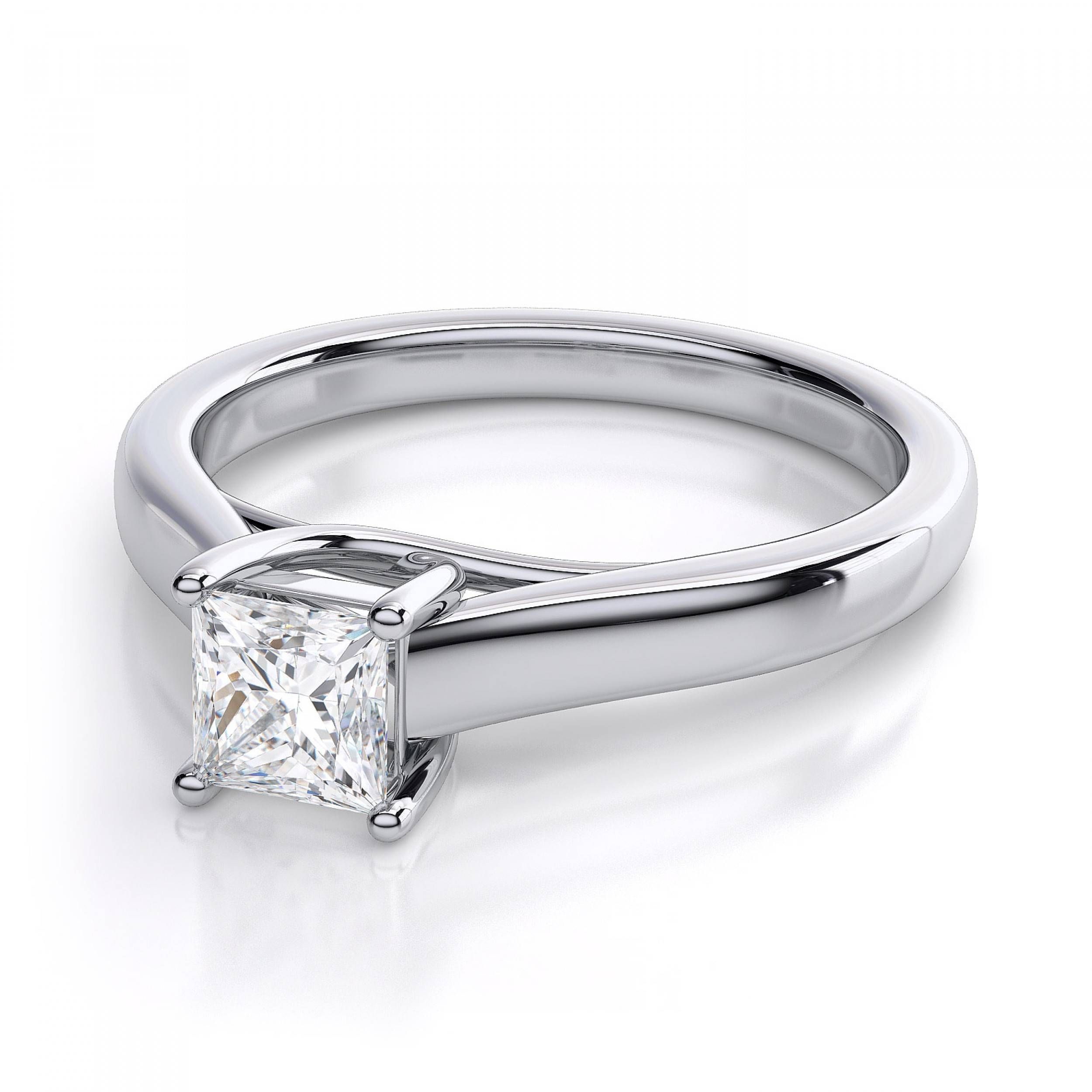 Princess Cut Trellis Solitaire Diamond Engagement Ring In 18k For Engagement Rings 18k White Gold (View 3 of 15)