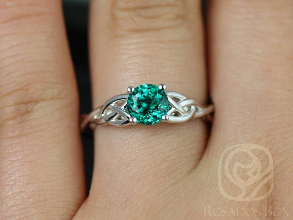 Rosados Box Cassidy 6mm 14kt White Gold Round Emerald Celtic Inside Irish Celtic Engagement Rings (View 12 of 15)