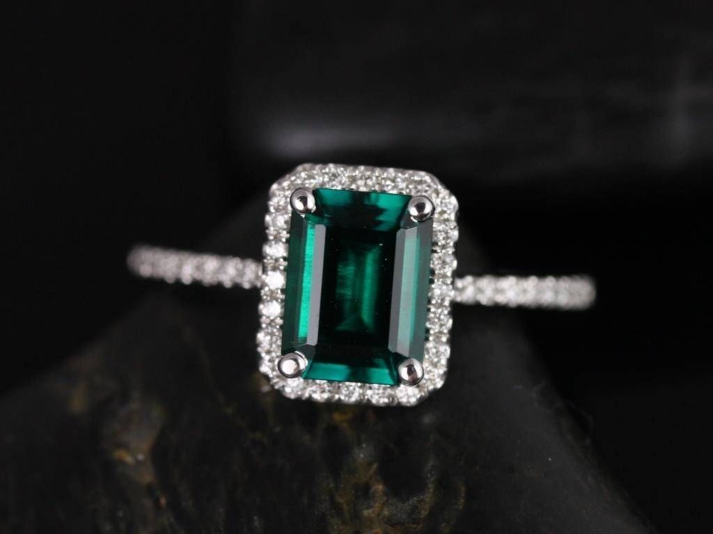 Rosados Box Esmeralda 8x6mm White Gold Rectangle Emerald And Intended For White Gold Emerald Engagement Rings (View 14 of 15)