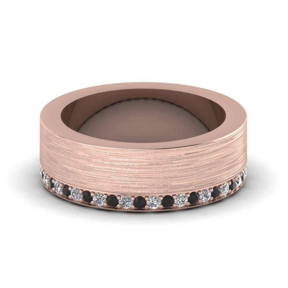 Rose Gold Round Black Diamond Mens Wedding Band With White Diamond Within Rose Gold Men's Wedding Bands With Diamonds (View 3 of 15)
