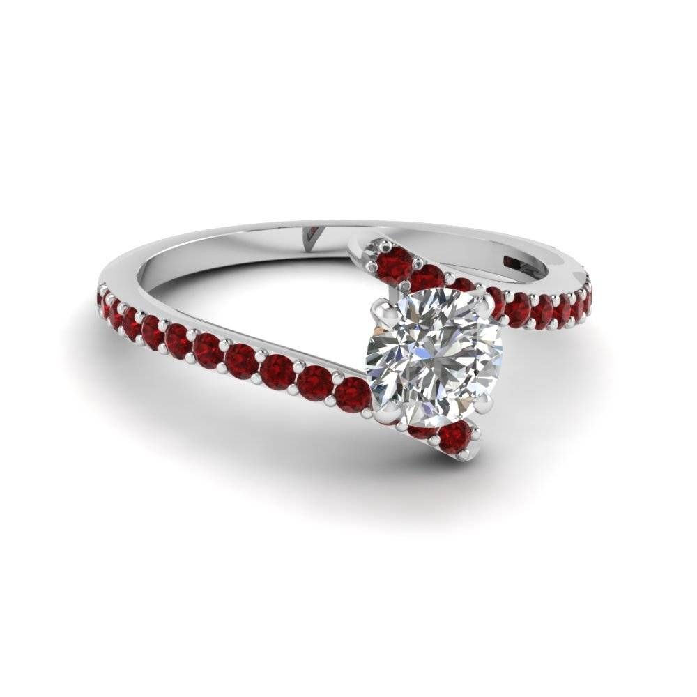 Round Cut Diamond Colorful Engagement Ring With Red Ruby In 14k Inside Engagement Rings With Ruby (View 13 of 15)