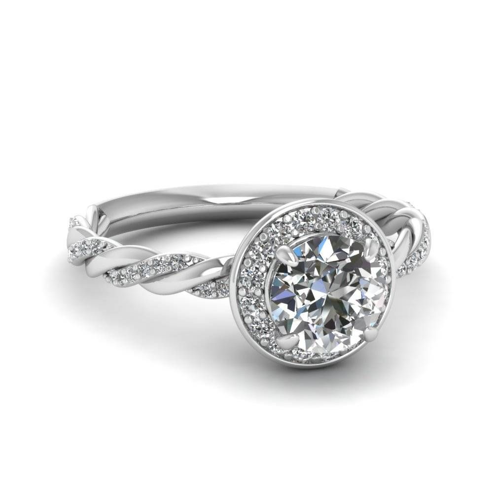 Round Cut Diamond Triple Braided Corona Halo Ring In 14k White Regarding Diamond Braided Engagement Rings (View 11 of 15)
