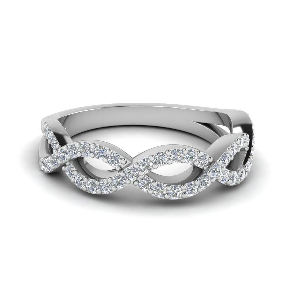 Round White Diamond Accent Helix Band In 14k White Gold Prong Set Pertaining To Infinity Band Wedding Rings (View 8 of 15)