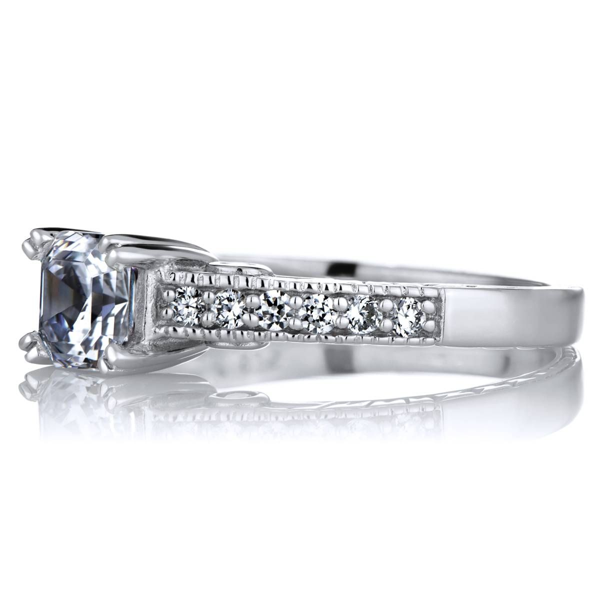 Silvertone Asscher Cut Pink Heart Cz Engagement Ring Intended For Asscher Cut Wedding Rings (View 10 of 15)