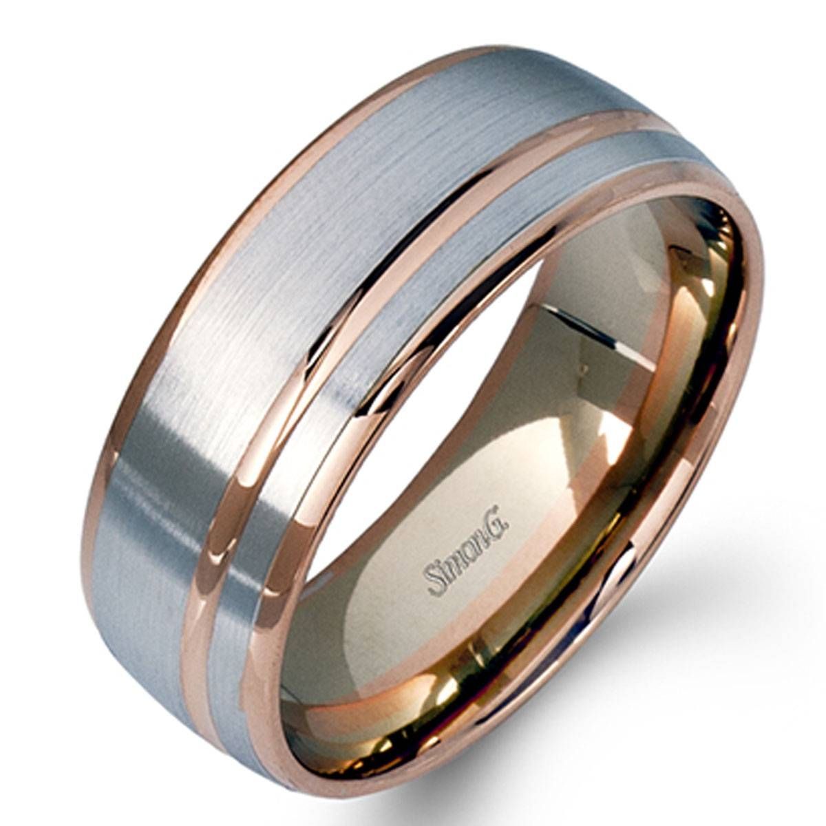Simon G Engagement Rings Contemporary Men's Two Tone Modern Regarding Contemporary Mens Wedding Rings (View 3 of 15)