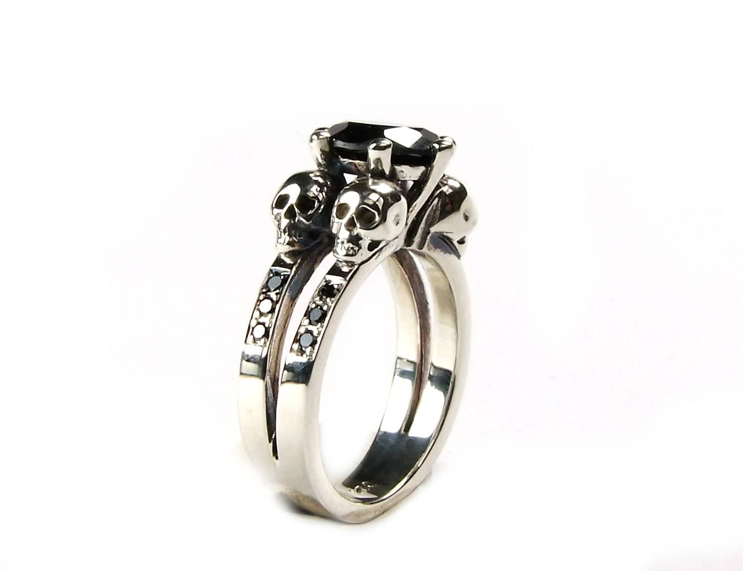 Skull Engagement Ring Goth Engagement Ring Diamond Skull Within Gothic Engagement Rings For Women (View 14 of 15)
