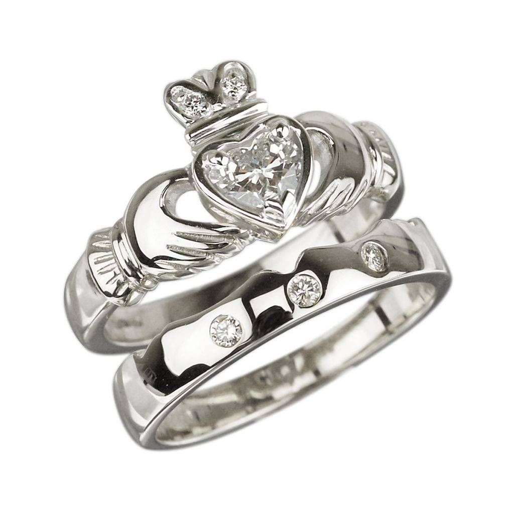 Solvar Claddagh Rings 18k White Gold Claddagh Diamond Engagement Regarding Claddagh Rings Engagement Rings (View 1 of 15)