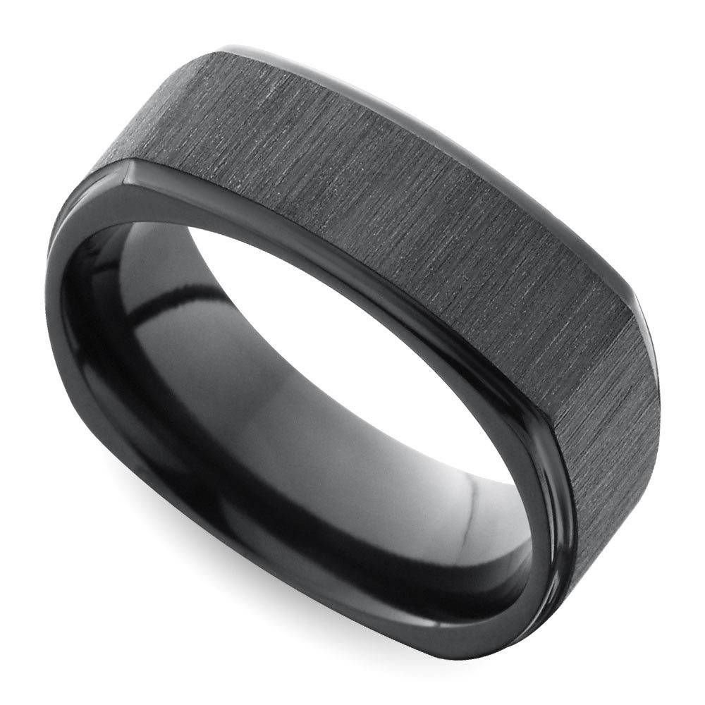 Step Edge Men's Wedding Ring In Black Titanium In Square Mens Wedding Rings (View 12 of 15)