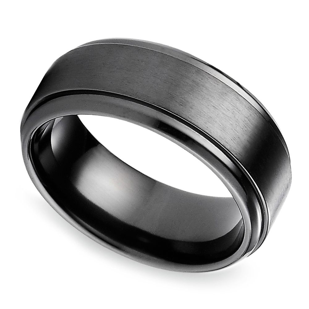 Step Edge Men's Wedding Ring In Black Titanium Regarding Black Titanium Wedding Bands For Men (View 11 of 15)