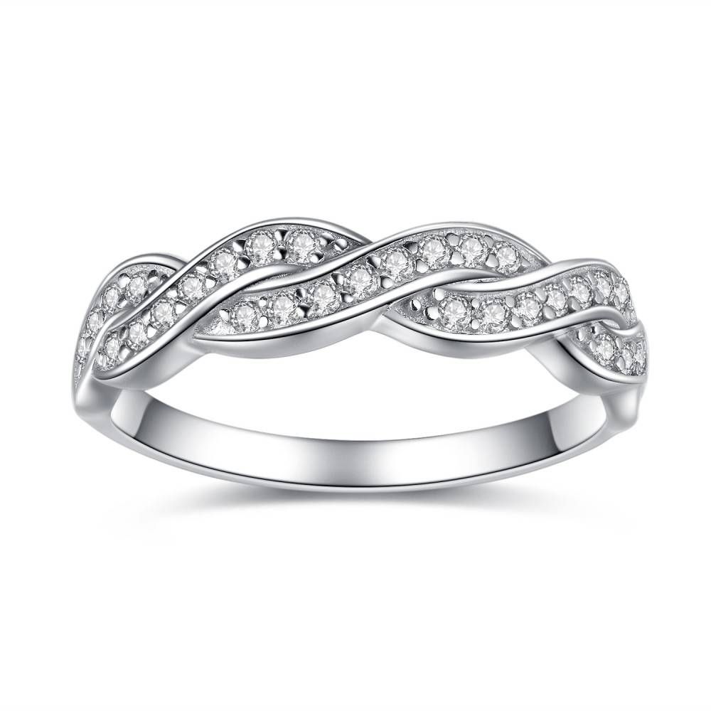 Sterling Silver Cubic Zirconia Round Cut Infinity Women's Wedding Within Infinity Band Wedding Rings (View 6 of 15)