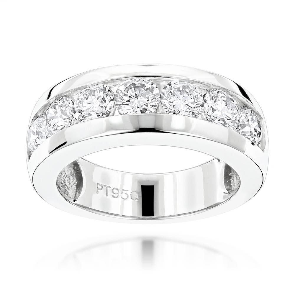 Stone Round Diamond Bands: Platinum Diamond Wedding Ring For Men  (View 5 of 15)