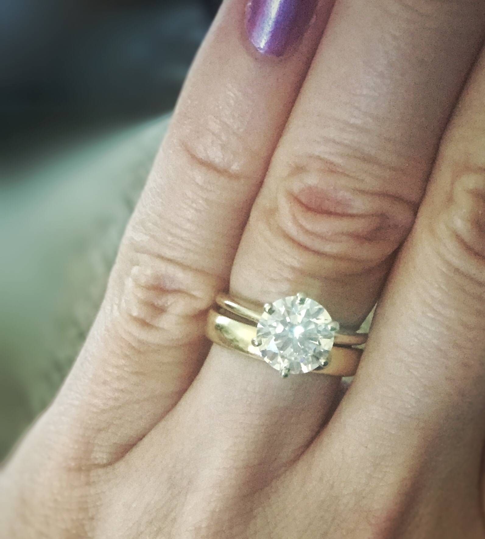 Thin Engagement Ring Thick Wedding Band – Weddingbee Regarding Thin Wedding Rings (View 4 of 15)