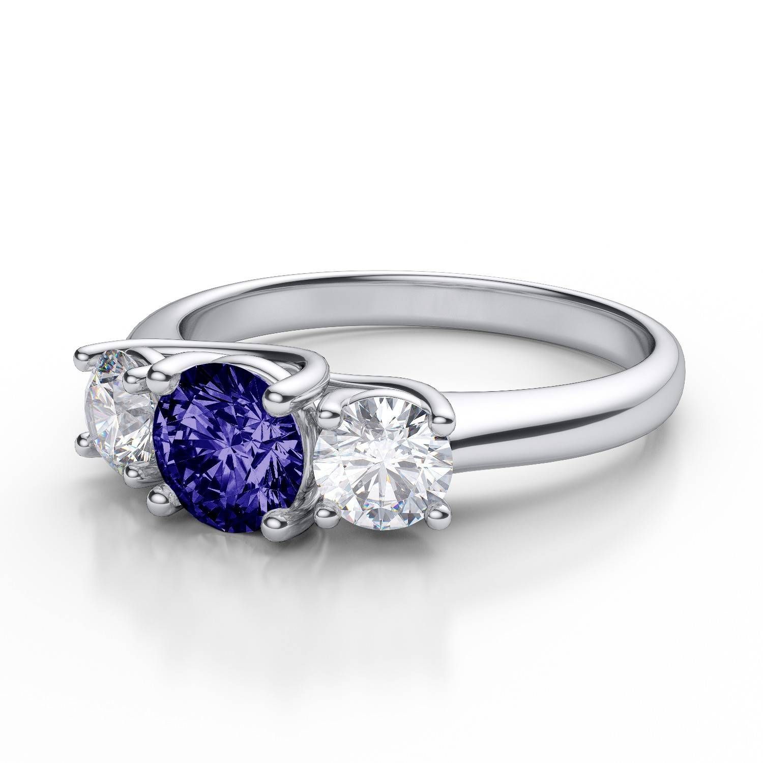 Three Stone Tanzanite And Diamond Engagement Ring In Platinum With Tanzanite Engagement Rings (View 8 of 15)