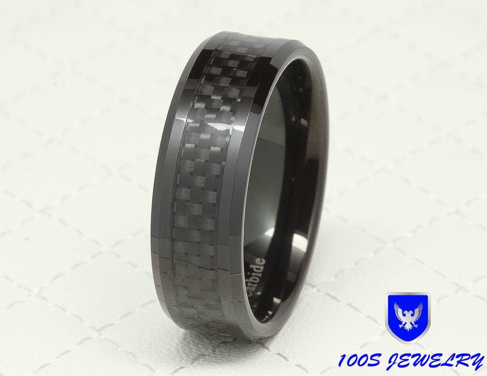 Tungsten Ring Black Carbon Fiber Inlay Wedding Band Mens Jewelry Inside Men's Wedding Bands Size  (View 14 of 15)