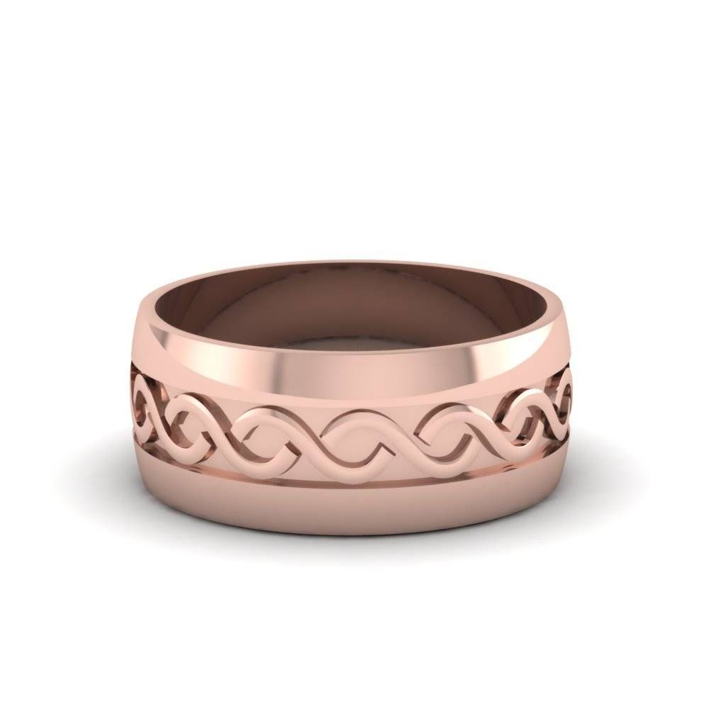 Unique And Affordable 14k Rose Gold Mens Wedding Band For Hammered Rose Gold Mens Wedding Bands (View 12 of 15)