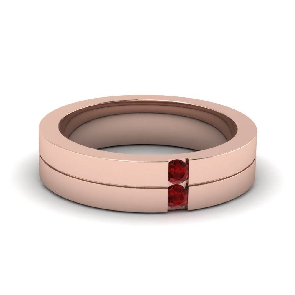 Unique And Affordable 14k Rose Gold Mens Wedding Band In Rose Gold Men's Wedding Bands With Diamonds (Photo 165 of 339)