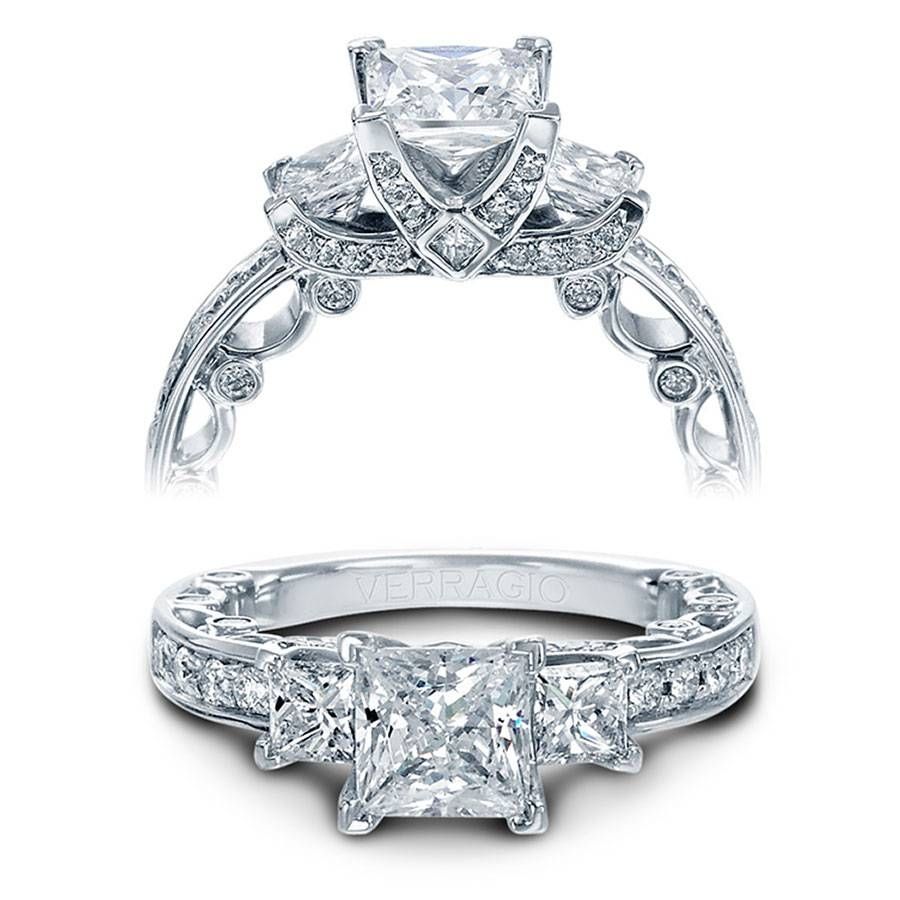 Verragio Engagement Rings Gold Princess Cut Setting With Princess Cut Engagement Rings (View 10 of 15)