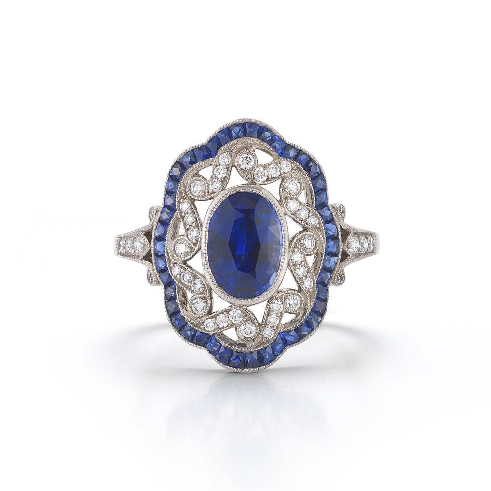 Vintage Sapphire Diamond Rings | Wedding, Promise, Diamond With Vintage Sapphire Wedding Bands (View 8 of 15)