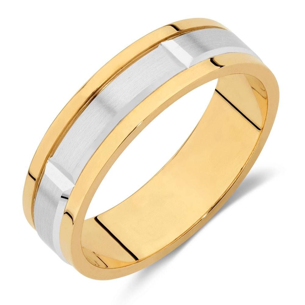 Wedding Band In 10kt Yellow & White Gold Within White Gold And Yellow Gold Wedding Rings (View 11 of 15)