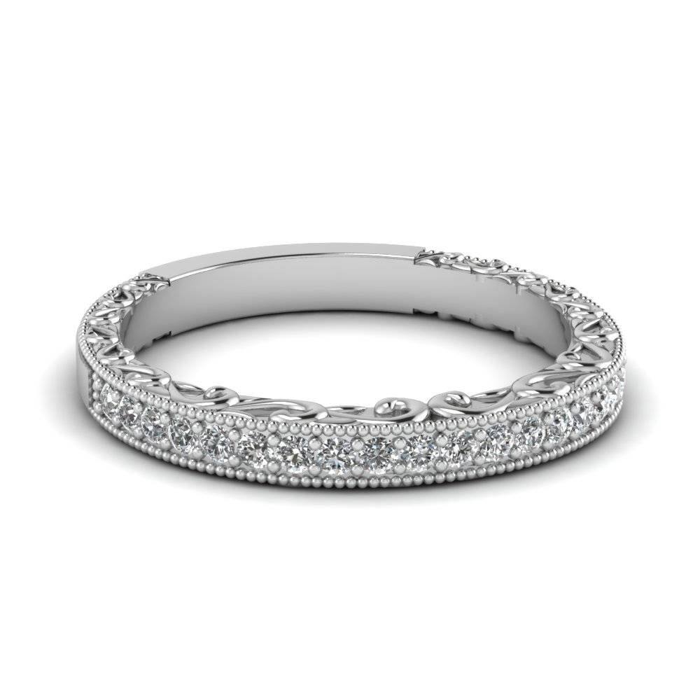 Wedding Band With White Diamond In 14k White Gold | Fascinating Within Women's Wedding Bands (Photo 47 of 339)