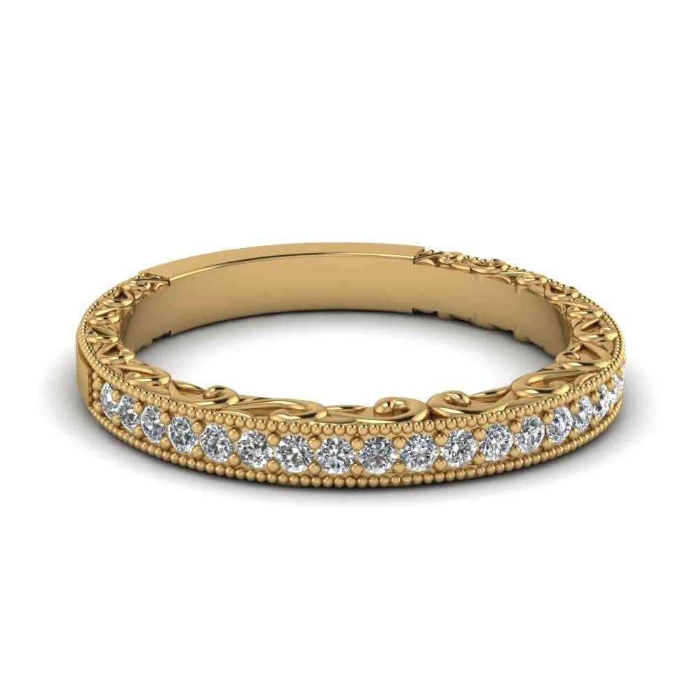 Wedding Band With White Diamond In 18k Yellow Gold | Fascinating Throughout Women&#039;s Yellow Gold Wedding Bands (View 2 of 15)