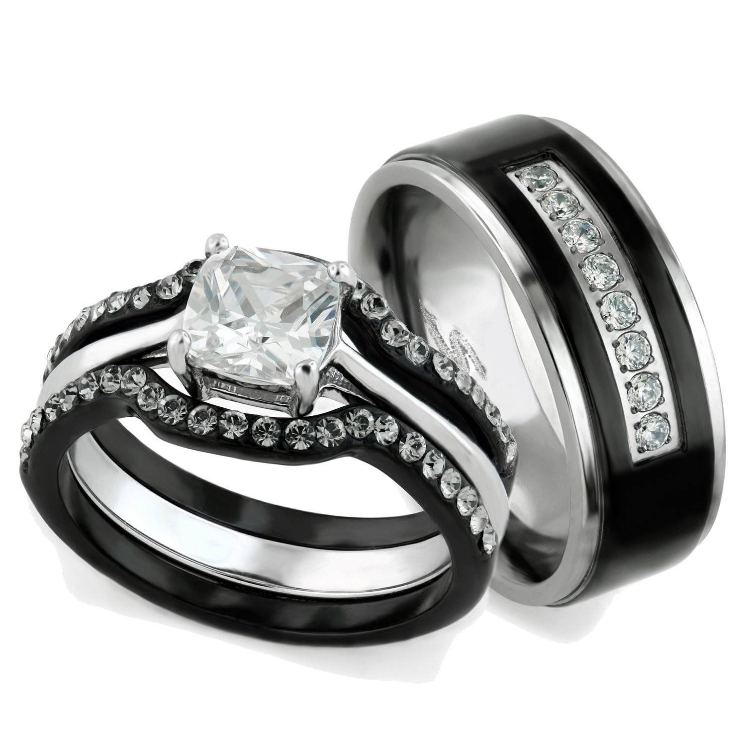 Wedding Rings : Mens Wedding Ring Black Titanium Mens Wedding Ring Pertaining To Black Titanium Wedding Bands Sets (View 13 of 15)
