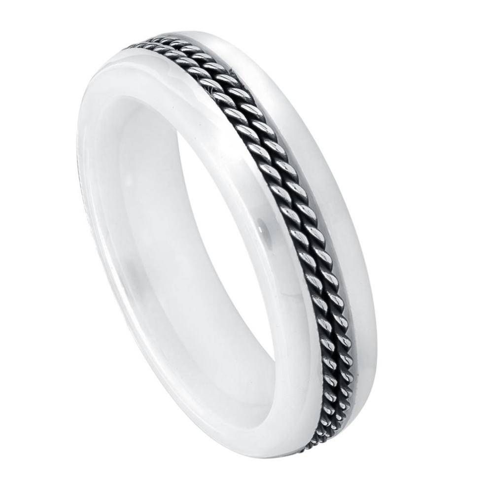 White Ceramic Rings : Tungsten Rings, Diamond Tungsten Rings Inside White Ceramic Wedding Bands (View 15 of 15)