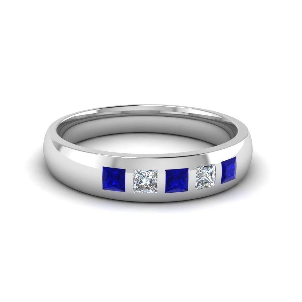 White Gold And Sapphire Mens Wedding Band White Gold Mens Wedding Pertaining To Men's Wedding Bands With Sapphires (Photo 10 of 15)