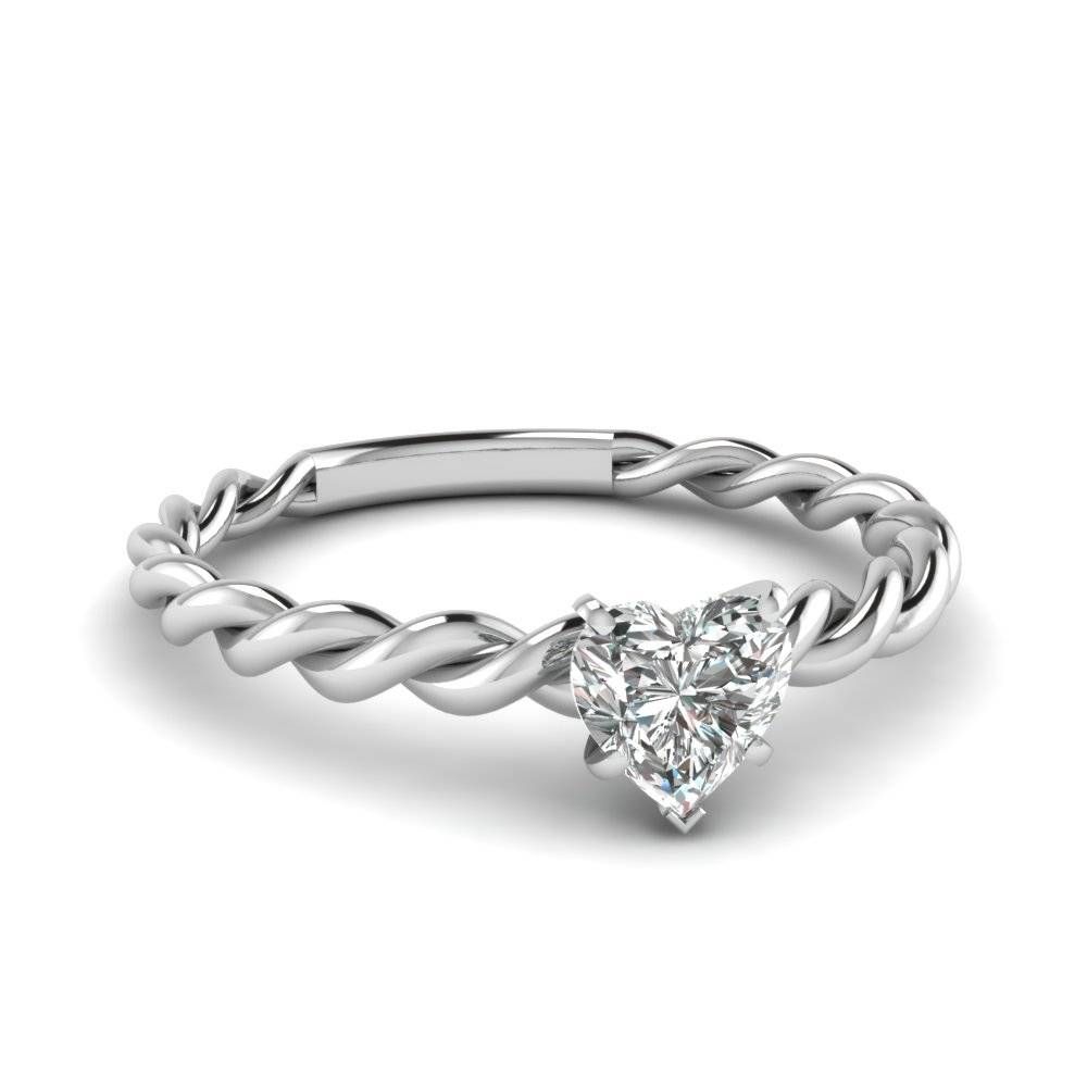 White Gold Heart White Diamond Engagement Wedding Ring In Prong With Small Diamond Wedding Bands (View 1 of 15)