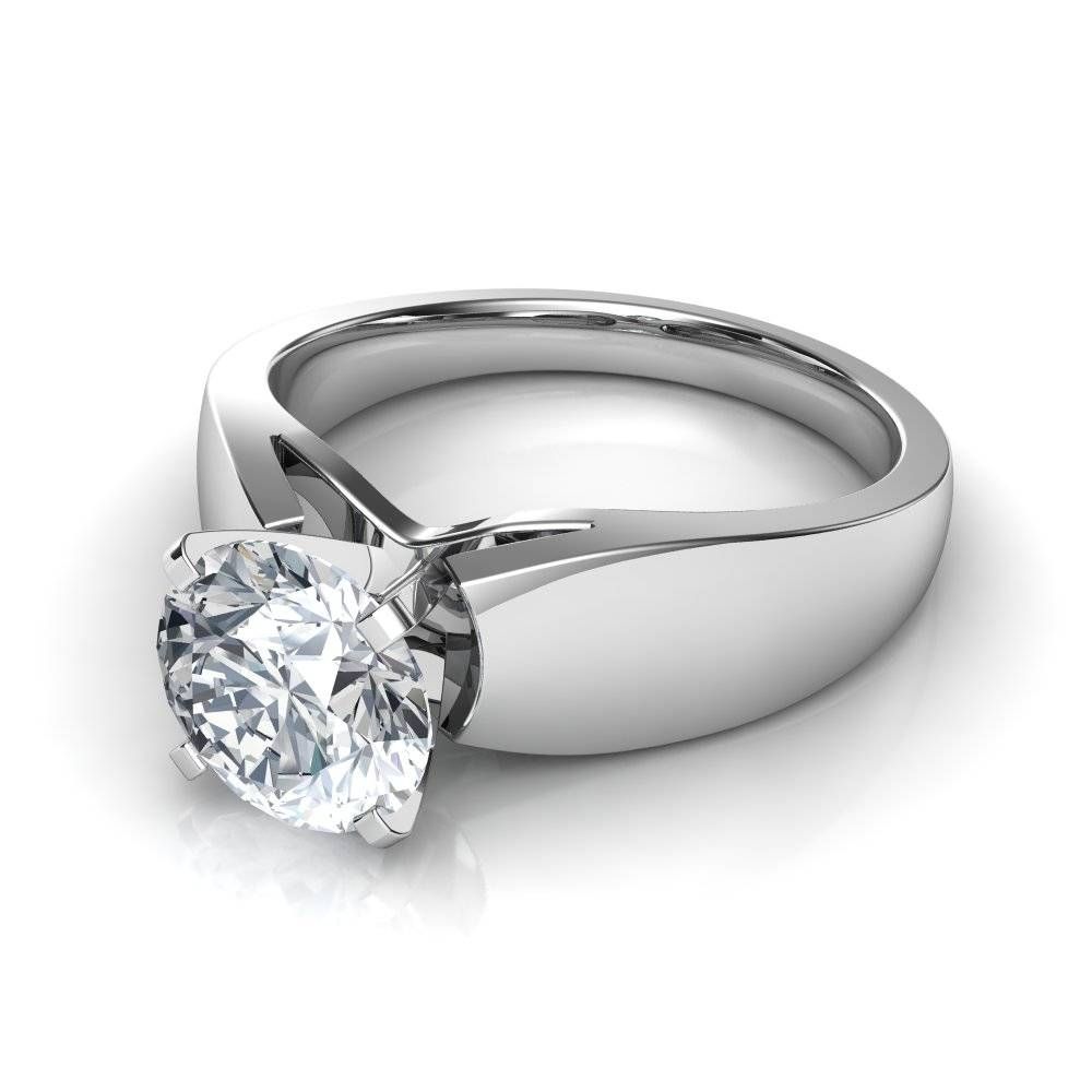 Wide Band Cathedral Solitaire Diamond Engagement Ring Inside Wide Band Wedding Rings Sets (View 3 of 15)