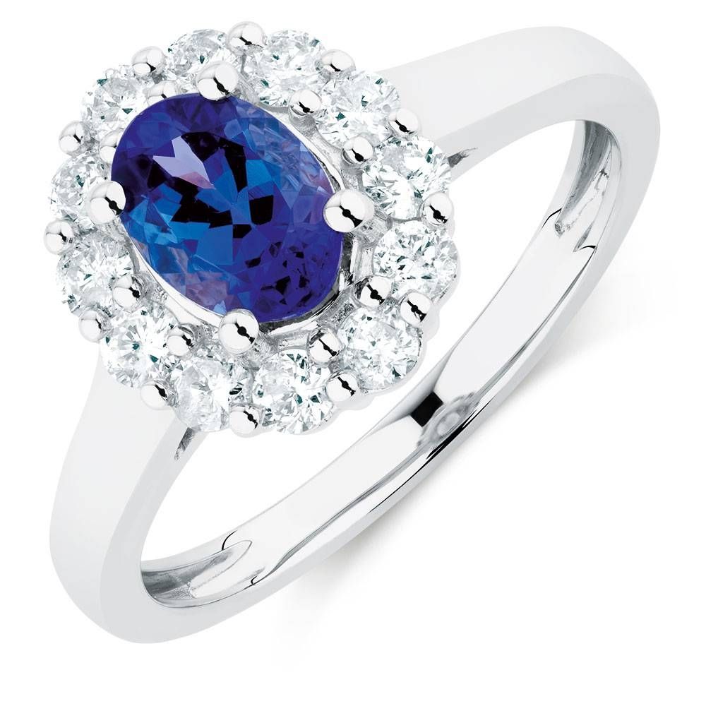With Tanzanite & 1/2 Carat Tw Of Diamonds In 10kt White Gold Throughout White Gold Tanzanite Engagement Rings (View 15 of 15)