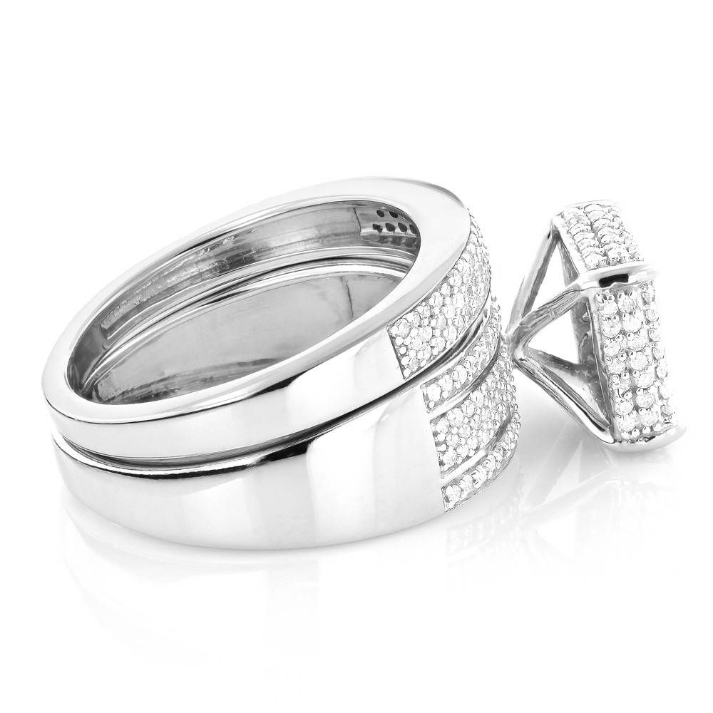 Women's Diamond Ring Set In Sterling Silver Engagement Ring & Band In Engagement Ring Sets For Women (View 6 of 15)