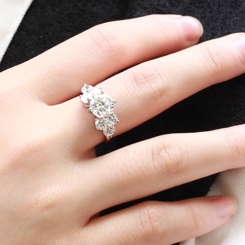 Women's Stainless Steel Cubic Zirconia Engagement Ring Wedding Regarding Engagement Rings And Wedding Bands For Women (View 5 of 15)