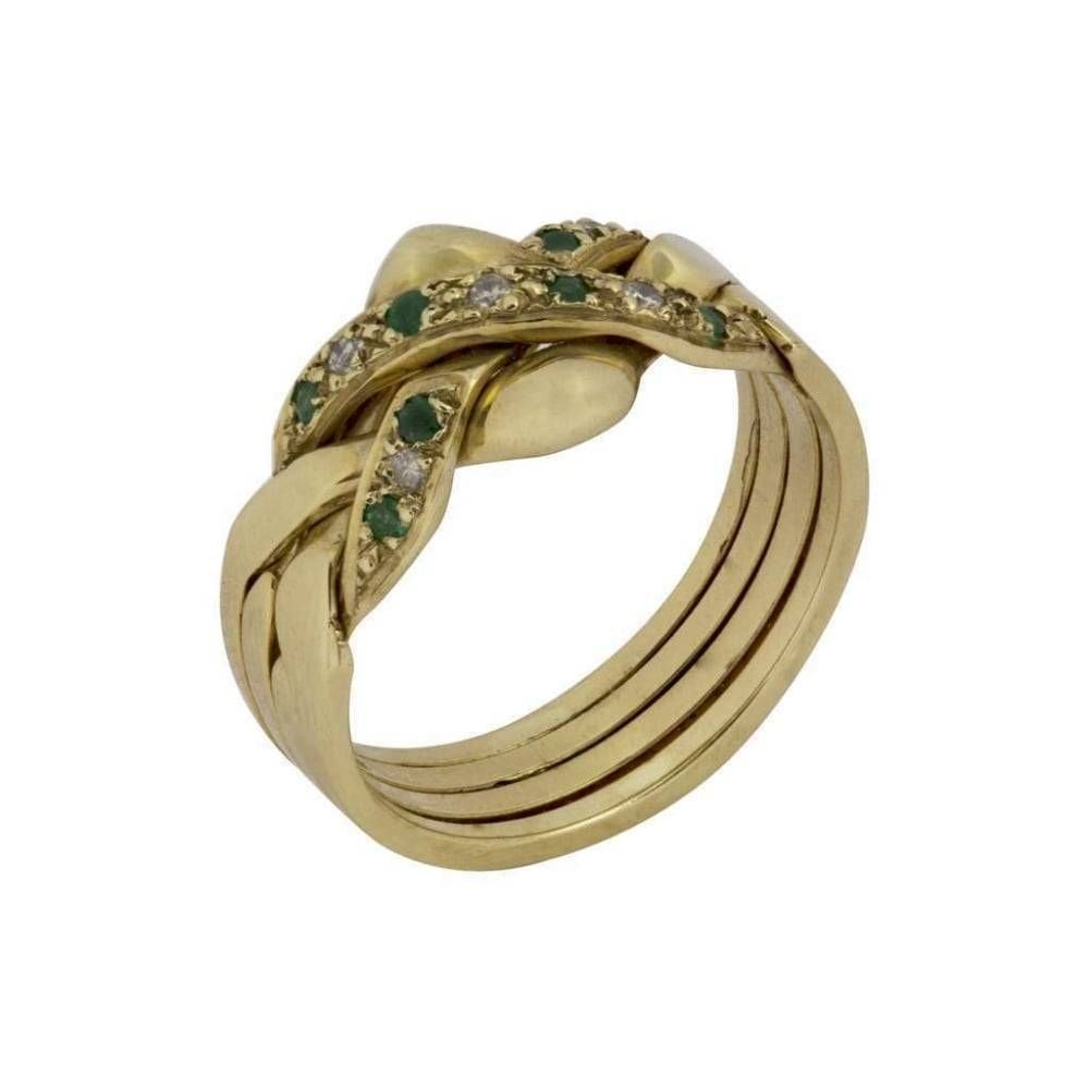 Yellow Gold Diamond & Emerald Puzzle Ring With Regard To Engagement Puzzle Rings (View 12 of 15)