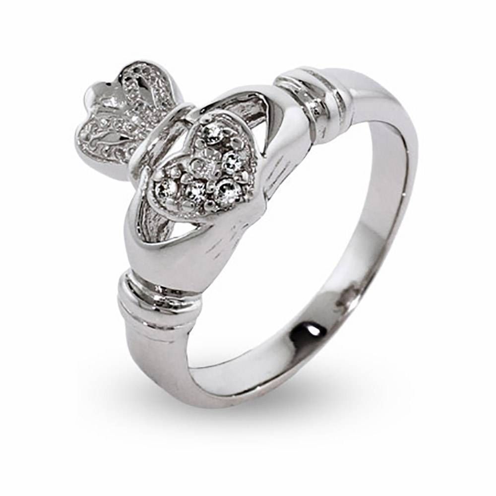 Zirconia Sterling Silver Irish Claddagh Ring | Eve's Addiction® Pertaining To Claddagh Rings Engagement Rings (View 13 of 15)
