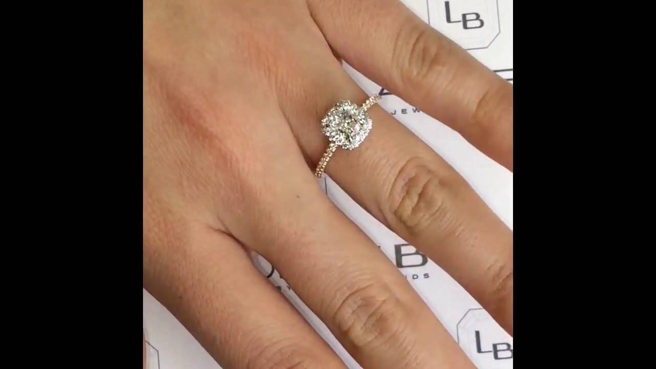 1 Carat Cushion Cut Diamond Two Tone Engagement Ring – Youtube Intended For 2 Karat Cushion Cut Engagement Rings (View 7 of 15)