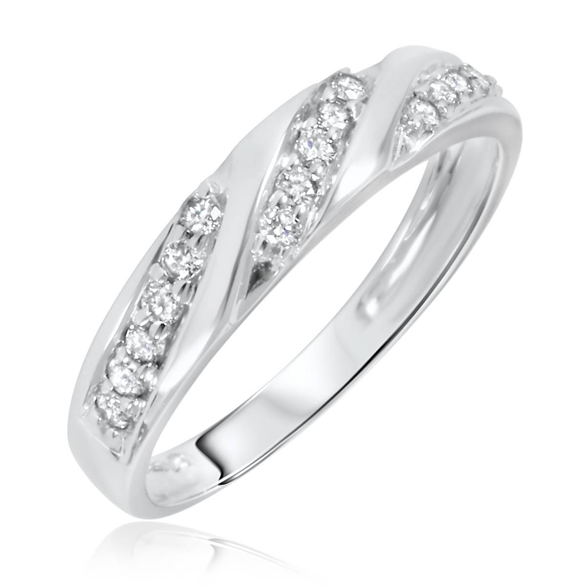 1 Carat Diamond Trio Wedding Ring Set 10k White Gold Throughout Womens White Gold Wedding Bands (View 7 of 15)