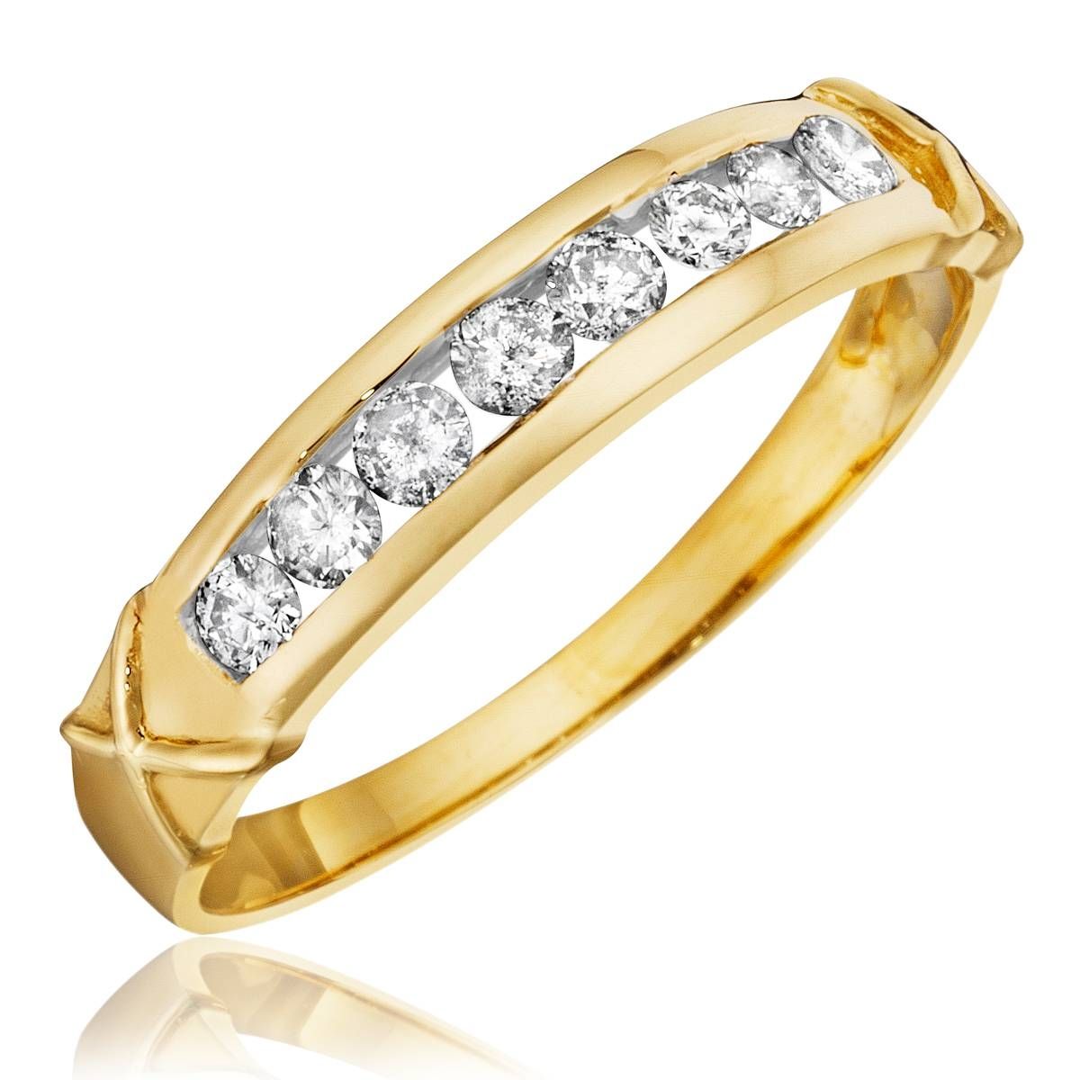 1 Carat Diamond Trio Wedding Ring Set 14k Yellow Gold Intended For Wedding Rings Gold For Women (View 3 of 15)