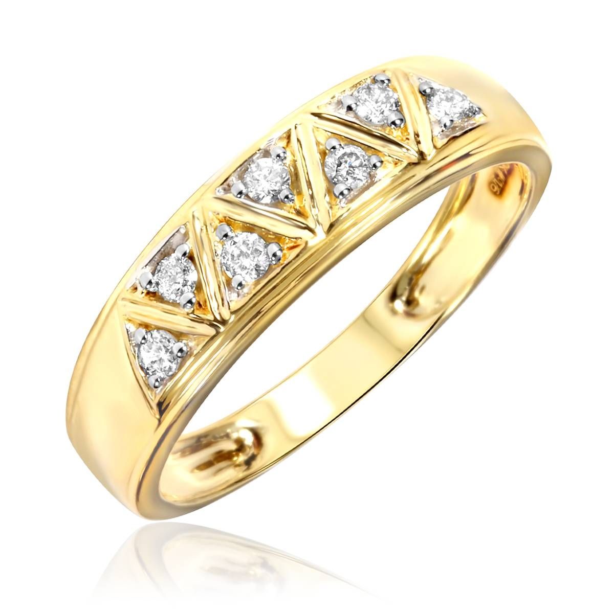 1/2 Carat Diamond Trio Wedding Ring Set 14k Yellow Gold With Wedding Rings Gold For Women (View 7 of 15)