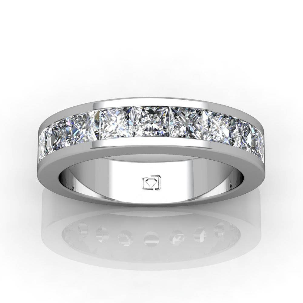 14kt White Gold Princess Cut Channel Set Wedding Band | Union Diamond For Latest Platinum Channel Set Wedding Band (View 8 of 15)
