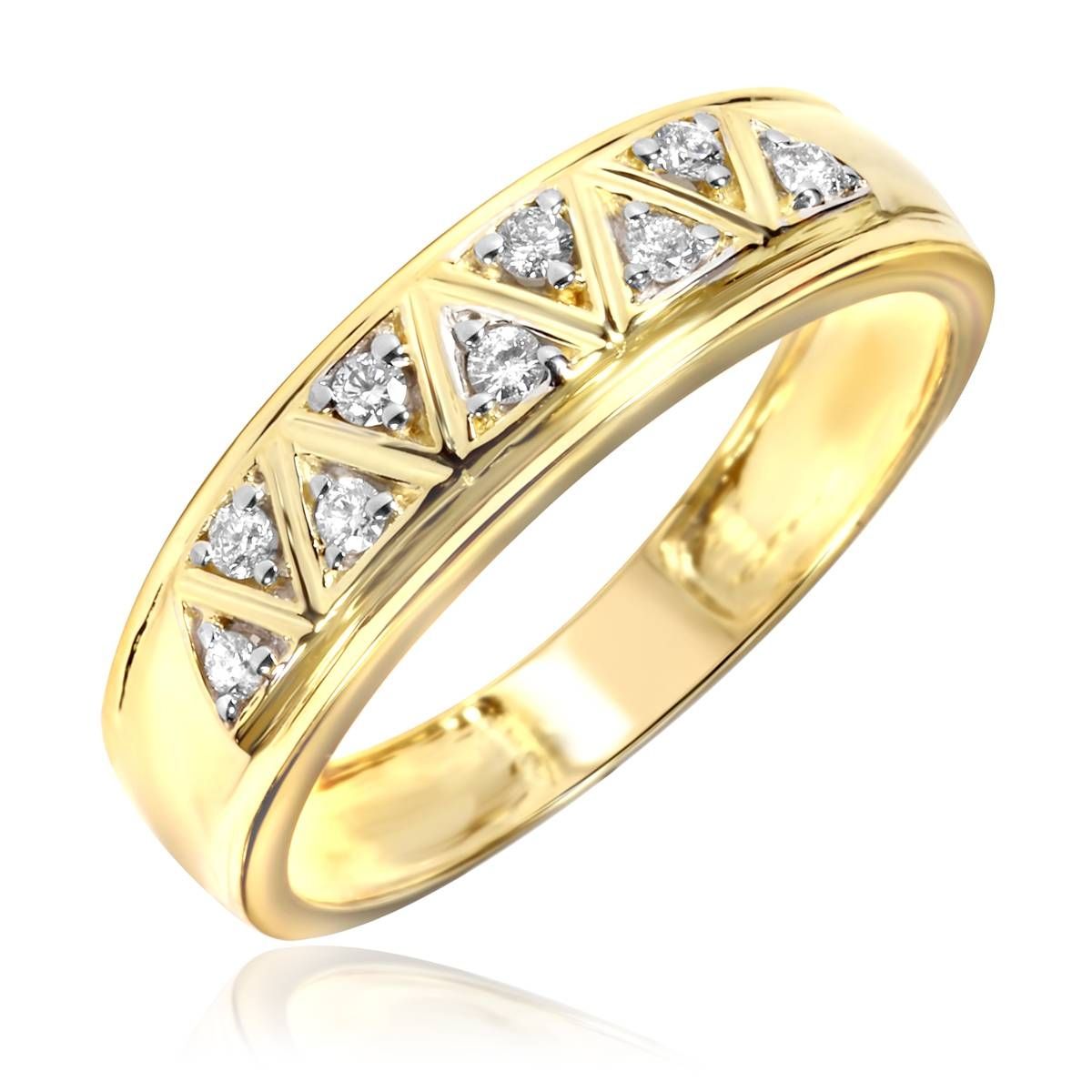 1/5 Carat T.w. Diamond Men's Wedding Ring 10k Yellow Gold In Gold Wedding Bands For Men (Photo 1 of 15)