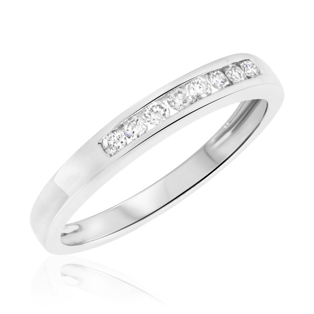 1/6 Ct. T.w. Diamond Women's Wedding Band 10k White Gold Within Womens White Gold Wedding Bands (Photo 1 of 15)