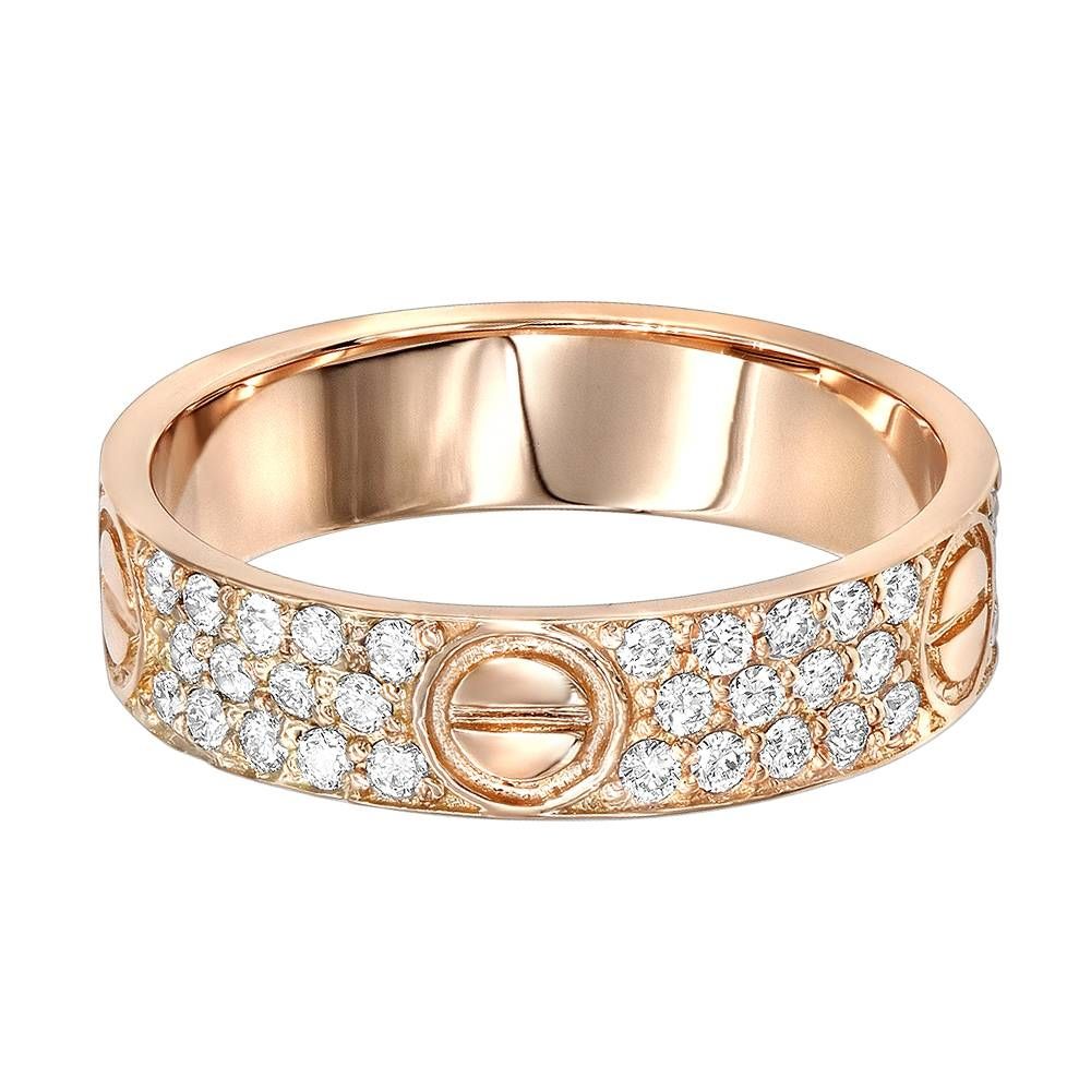 18k Gold Unique Cartier Style Diamond Wedding Band For Women 1 Regarding Most Recently Released 18k Gold Wedding Bands (View 14 of 15)