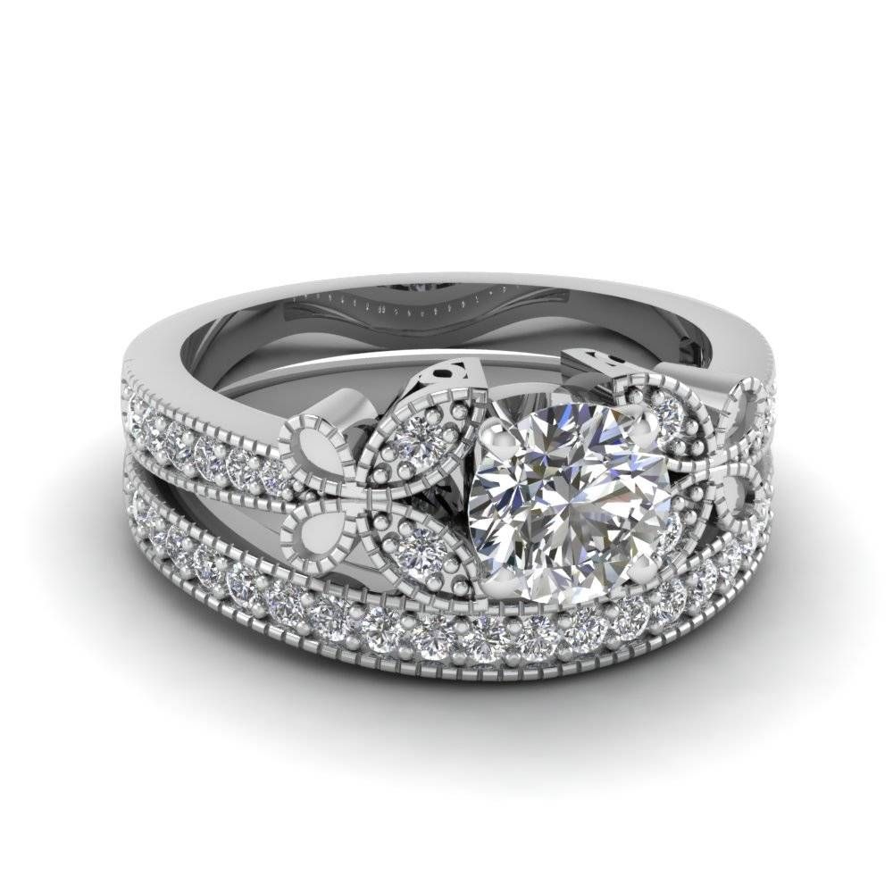 18k White Gold Round Cut Prong White Diamond Wedding Sets Within Butterfly Diamond Engagement Rings (Photo 12 of 15)