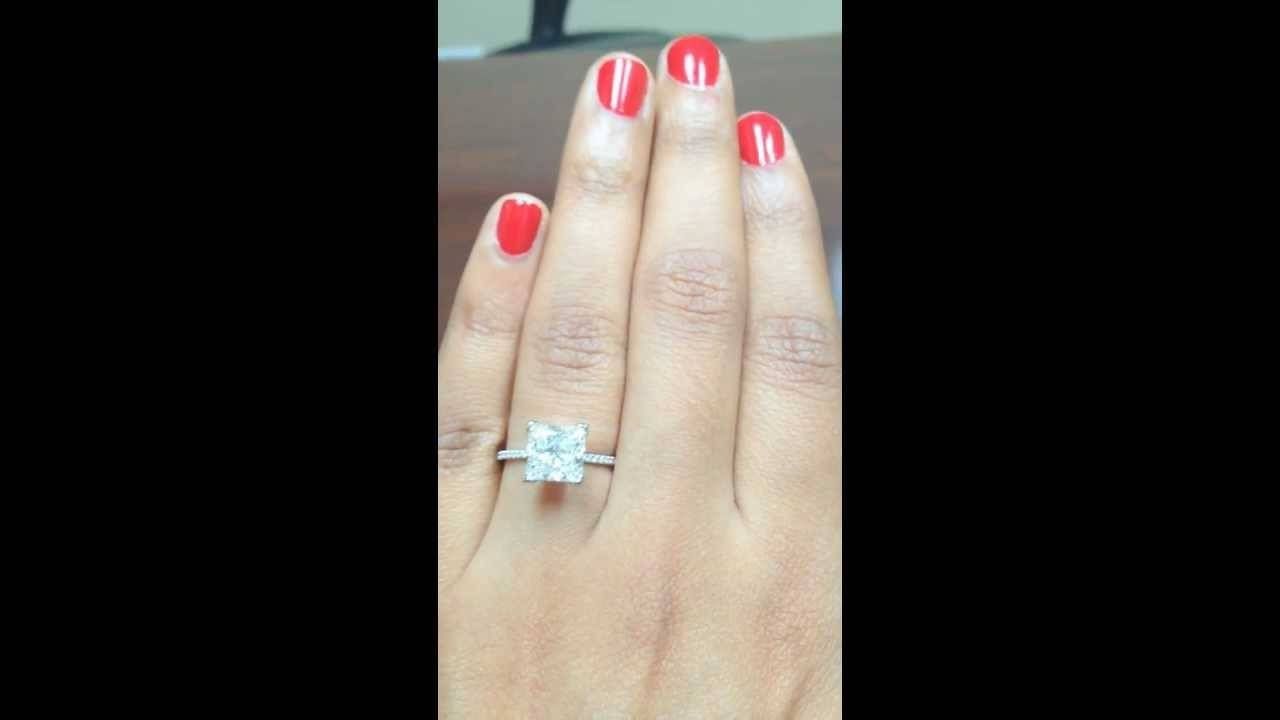 2.5 Carat Princess Cut Diamond Engagement Ring Thin Delicate Dana With  (View 1 of 15)