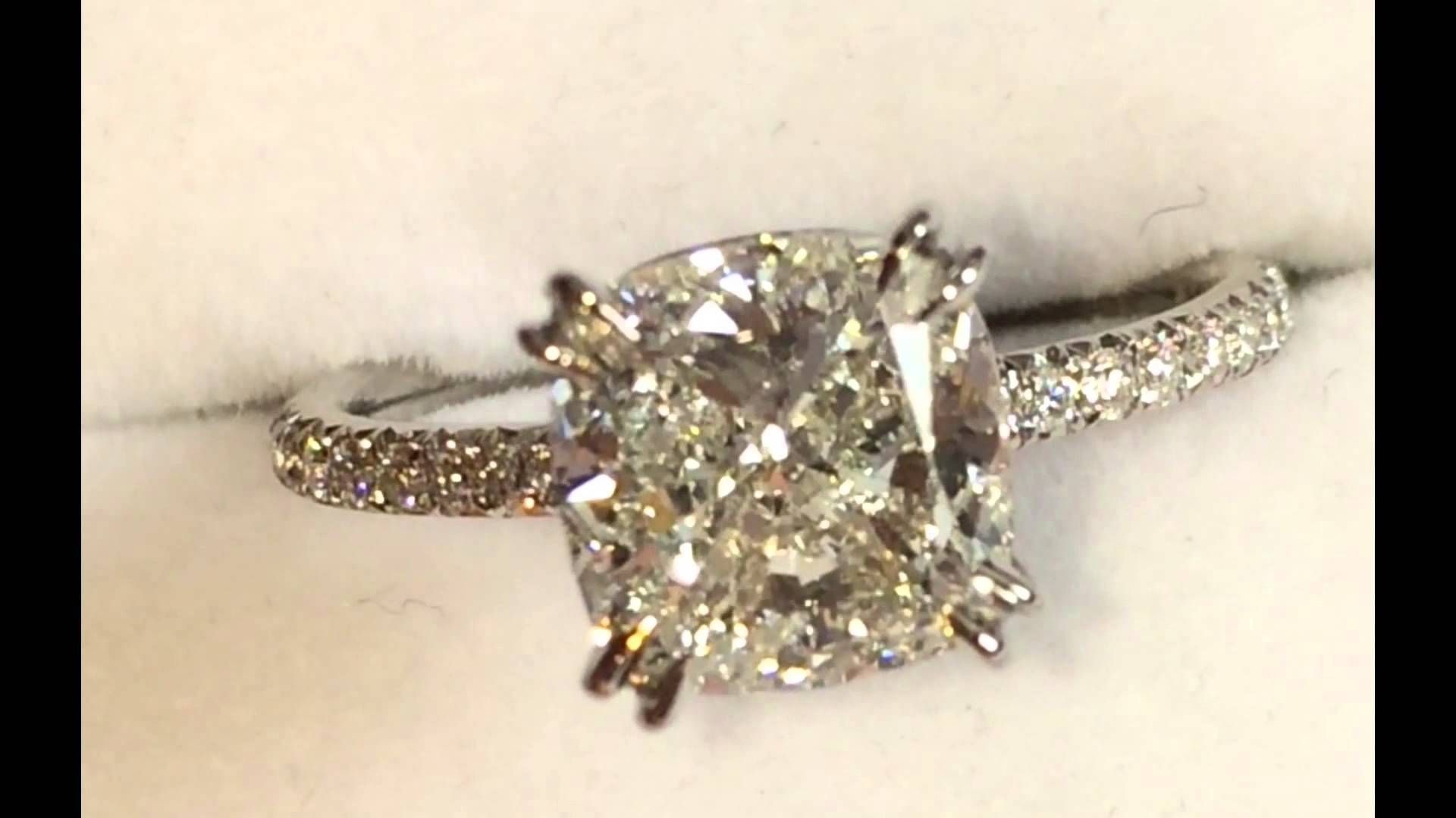 2 Carat Cushion Cut Diamond Engagement Ring – Youtube Inside  (View 15 of 15)
