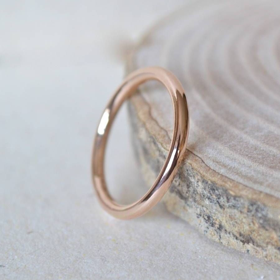 2mm Rose Gold Wedding Bandnotes Jewellery | Notonthehighstreet Intended For Latest 2mm Rose Gold Wedding Bands (Photo 1 of 15)