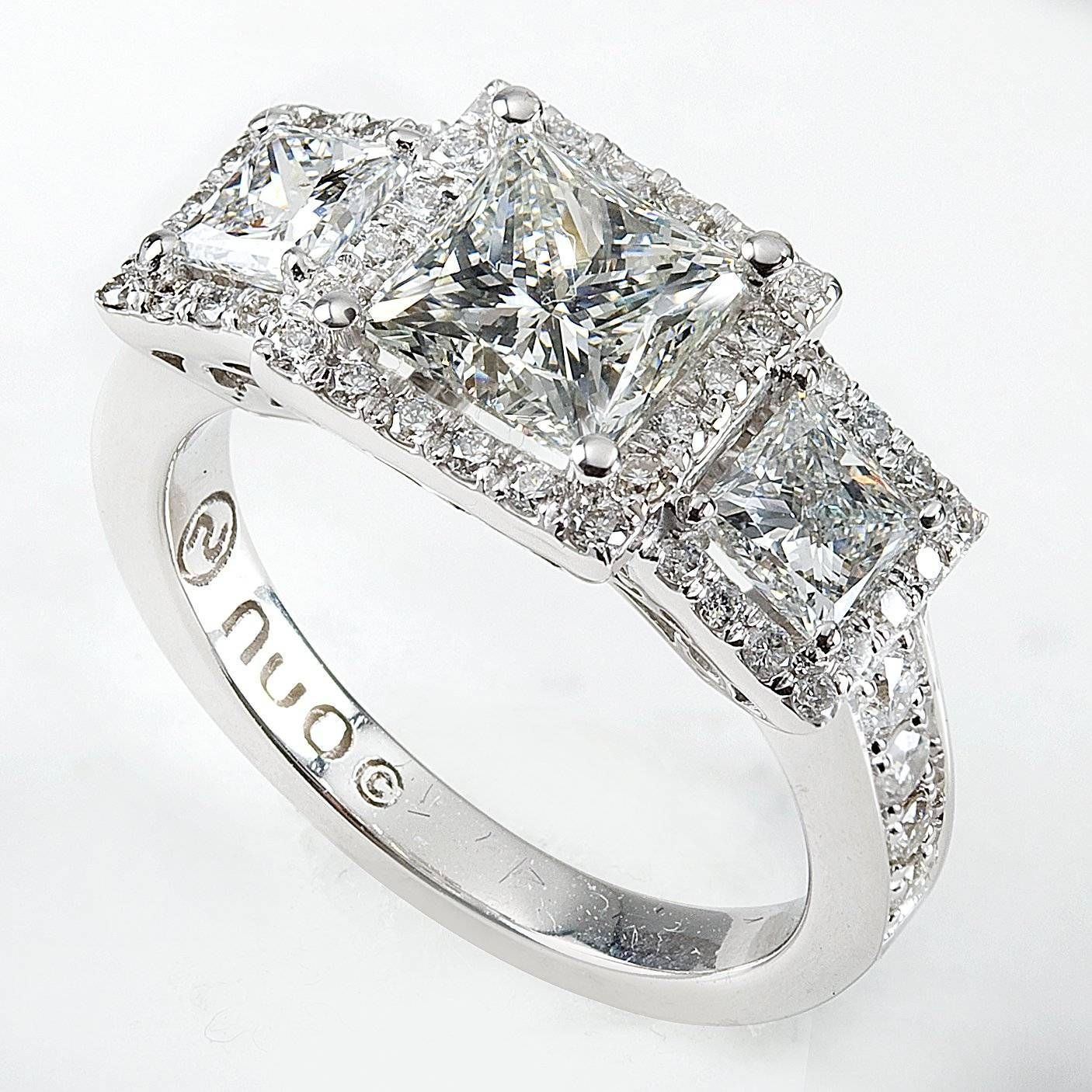 3 Square Diamond Engagement Rings Tags : Wedding Bands For 3 Stone Regarding 3 Band Engagement Rings (View 15 of 15)