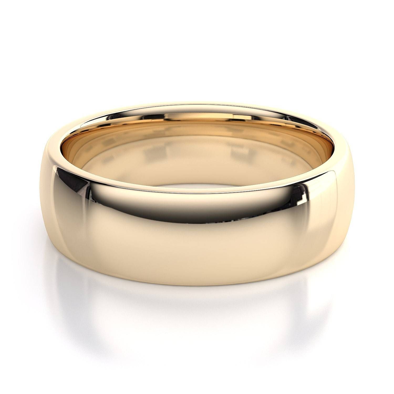 6mm Comfort Fit Mens Plain Wedding Band In 18k Yellow Gold Within Yellow Gold Wedding Bands For Him (View 1 of 15)